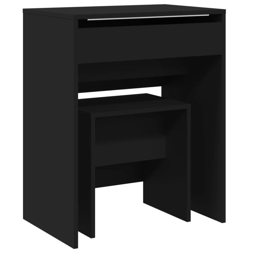 vidaXL Kaptafel met krukje 60x40x113,5 cm zwart | vidaxl-nl