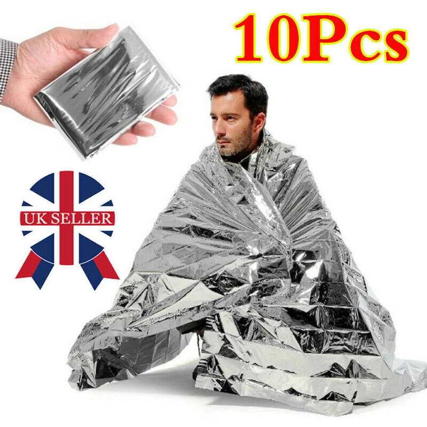 10x Waterproof Emergency Foil Blanket Thermal Camping Rescue First Aid Survival