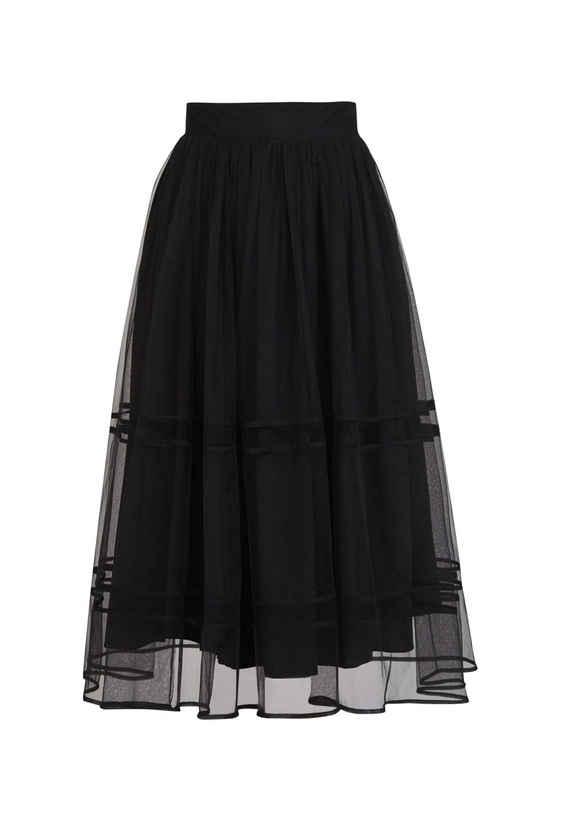 Tulle Detailed Double Layer Midi Skirt