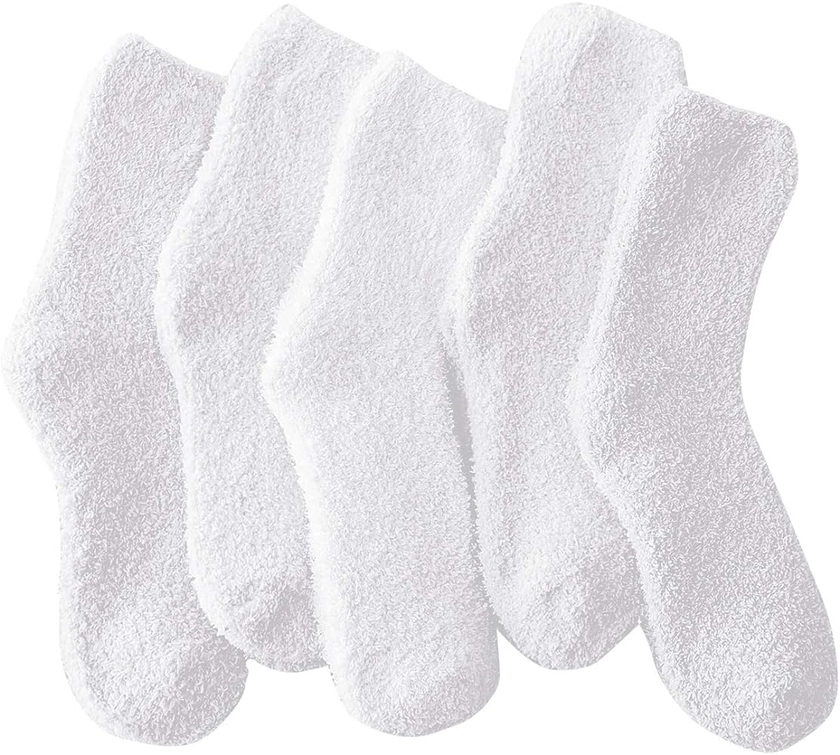 TOCONFFON Women's Cozy Fluffy Socks Fuzzy Socks Plush Socks 5,6,7,8 Pairs