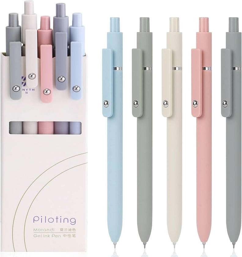 Amazon.com: ITAWIXS Aesthetic Gel Ink Pens, 5pcs Fine Point Smooth Writing Pens, Office Desk Accessories, Cute Morandi Pens for journaling School Office Supplies, Gifts for Women and Men : Office Products