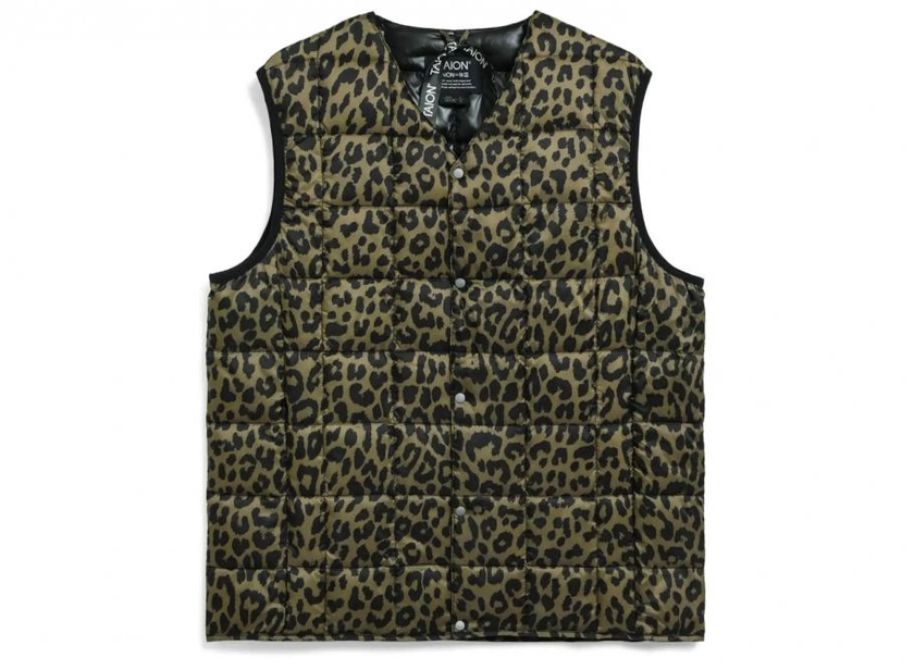 Taion V Neck Down Vest Leopard