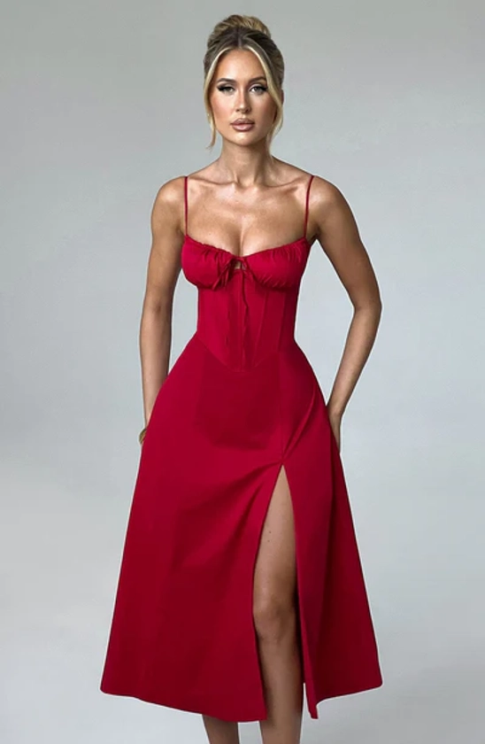 Deanna Midi Dress - Red