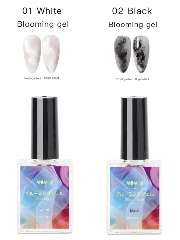 Gel De Florecimiento Blanco Y Negro Anna'm Para Arte De Uñas, 2 Paquetes De 15 Ml Cada , Botellas Cuadradas De Vidrio. La Combinación De Blanco Y Negro Crea Un Efecto Degradado De Moda, Dando Una Sensación De Profundidad Y Moda A Su Arte De Uñas. Esta Técnica Mejora La Profundidad Visual, Haciendo Que El Diseño General De La Uña Sea Más Vívido E Intrigante. La Naturaleza Artística De Este Gel Permite Varios Diseños Creativos, Incluyendo Patrones De Degradado Y Arte Abstracto, Añadiendo Un Toque Personalizado A Su Manicura. La Combinación De Blanco Y Negro Permite Una Transición Suave De Colores, Asegurando Un Efecto General Sin Problemas Y Natural Sin Parecer Abrupto. Esta Combinación Versátil Es Adecuada Para El Uso Diario Y Para Decoraciones Únicas Para Ocasiones Especiales, Permitiéndole Expresar Diferentes Atmósferas A Través De Su Arte De Uñas.