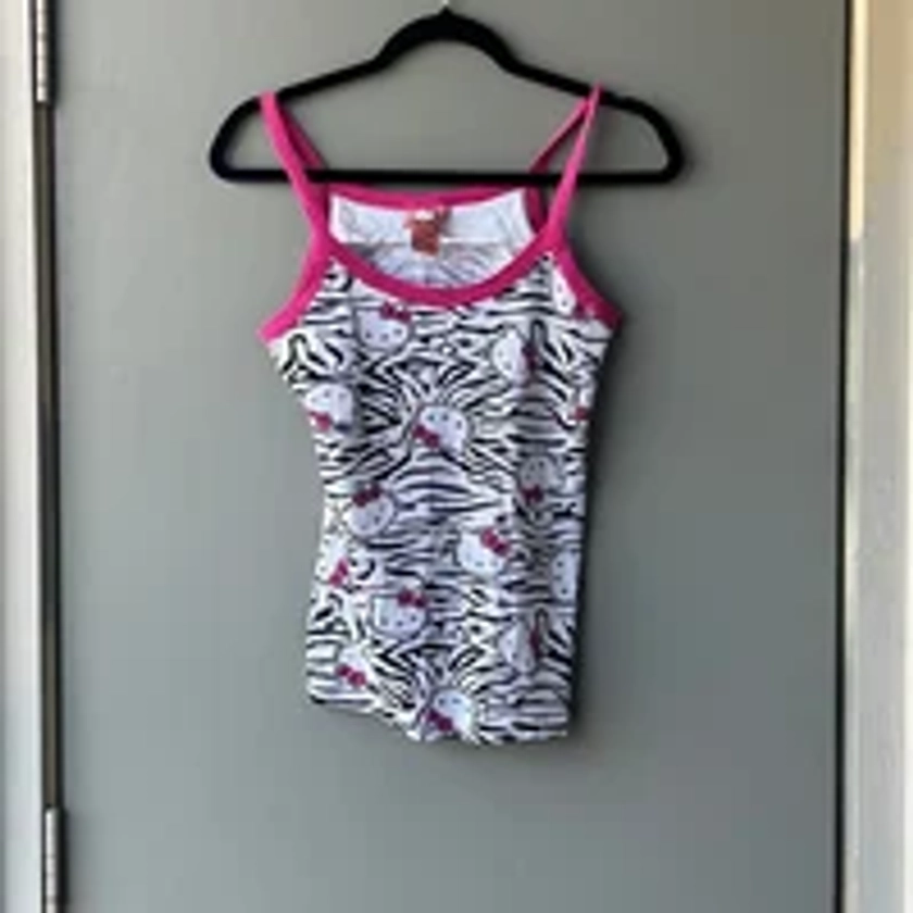 Rare Mcbling Y2K Zebra Print Hello Kitty Tank