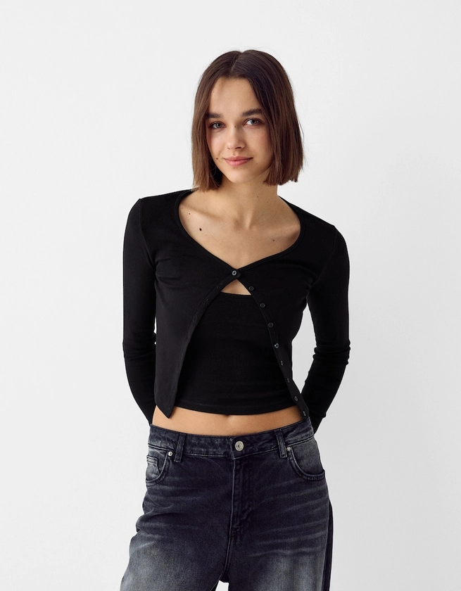 Top gilet manches longues - Tee-shirts - Femme