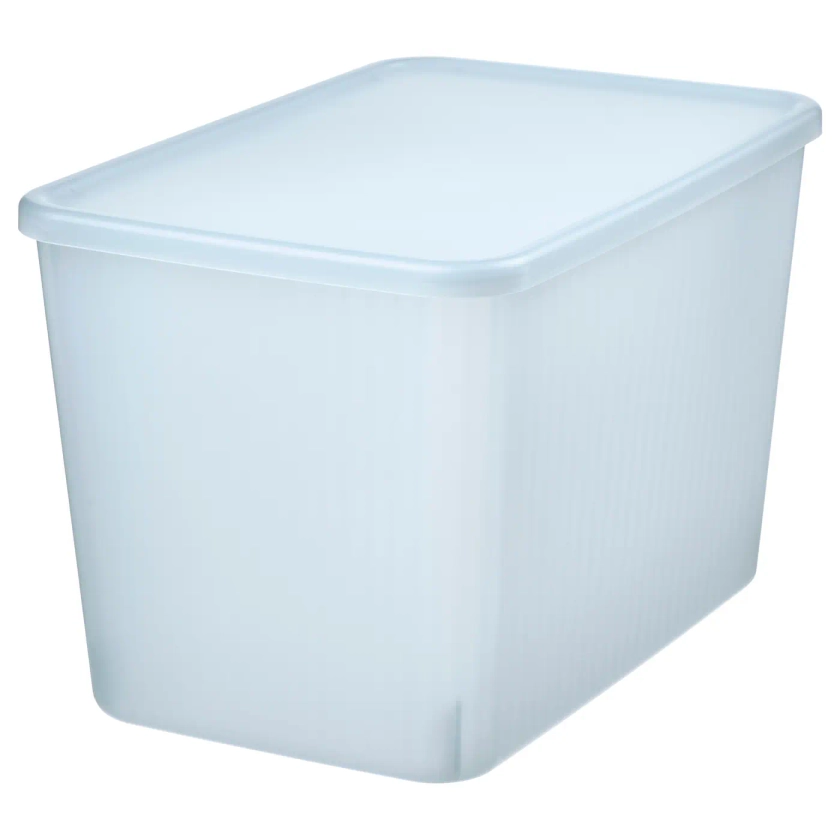 RYKTA Storage box with lid - transparent gray-blue 24x36x23 cm/14.5 l (9 ½x14 ¼x9 "/4 gallon)