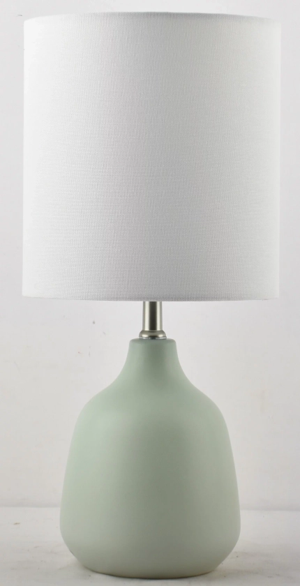 16"H Mainstays Sage Ceramic Table Lamp with White Shade