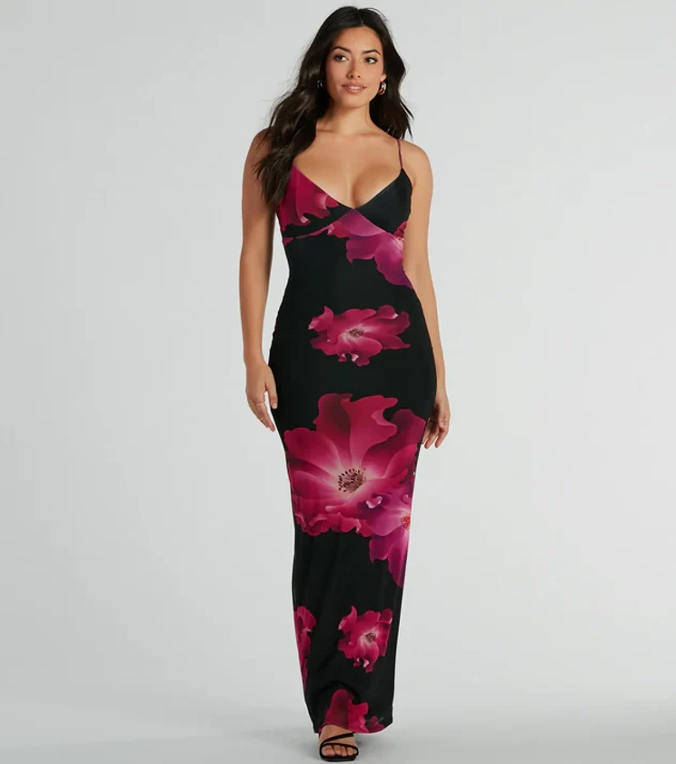 Romance That Wows Large Blossom Floral Maxi Dress