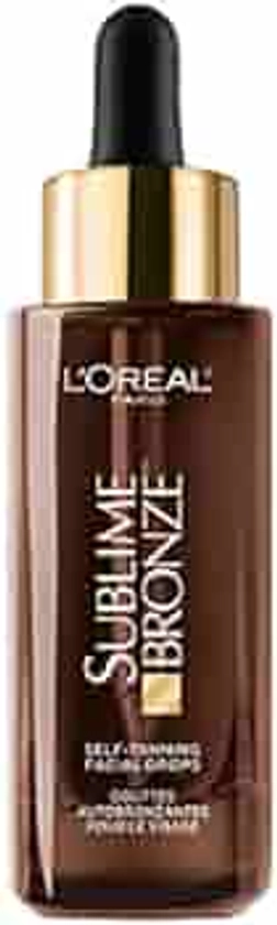 L'Oreal Paris Sublime Bronze Self Tanning Facial Drops with Hyaluronic Acid, Gradual Tan, Fragrance-Free, 1 fl. Oz