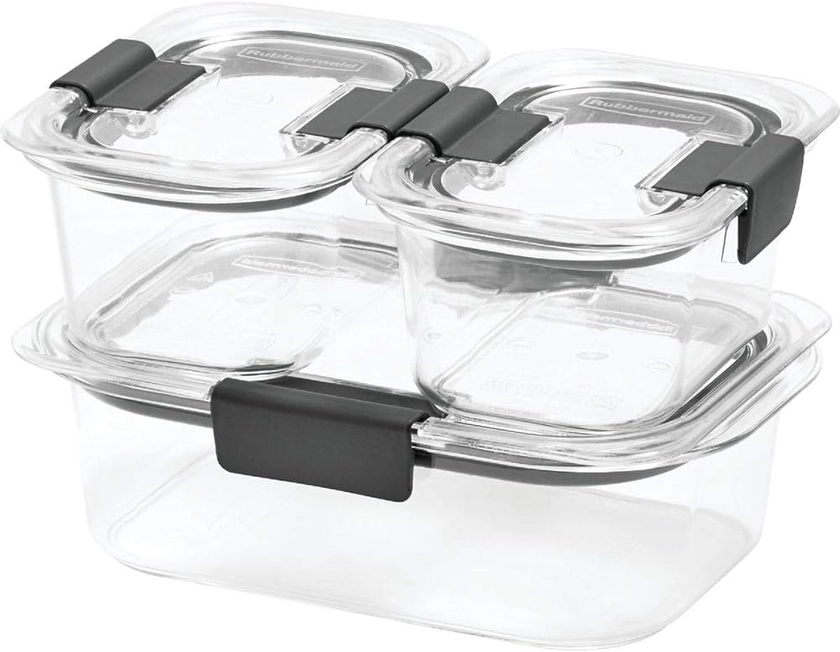 Rubbermaid Brilliance Leak-Proof Food Storage Containers with Airtight Lids, Set of 3 (6 Pieces Total) | BPA-Free & Stain Resistant