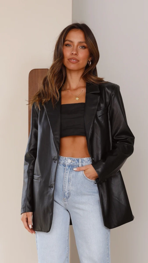 Belinda Leather Blazer - Black - Buy Women's Blazers - Billy J