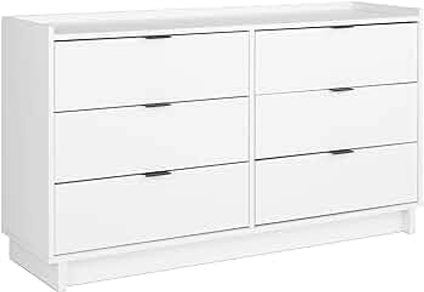 Prepac Double Drawer Dresser, 52.5" W x 29.5" H x 16" D, Simple White