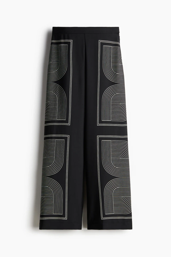 Pantalon large - Noir/motif - FEMME | H&M FR