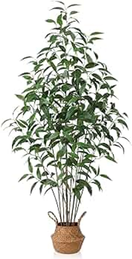 Artificial Eucalyptus Tree, 63 Inch Tree Fake Plant in Pot for Home and Office Decor, Potted Faux Plants Tall Artificial Trees for Indoor, Outdoor, Lifelike Home Decoration