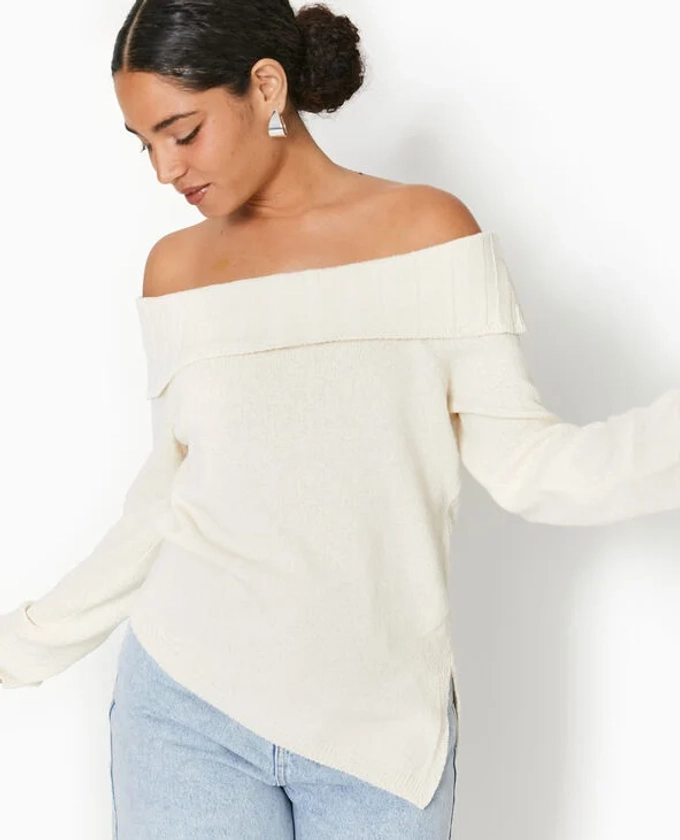 Pull encolure Bardot - Blanc