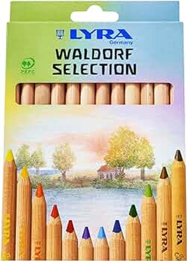 LYRA Waldorf Selection Giant Triangular Colored Pencil, Unlacquered, 6.25 Millimeter Cores, Assorted Colors, 12-Pack (3711121)
