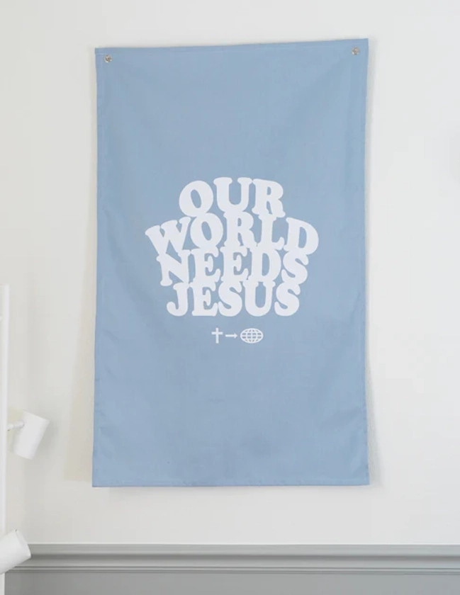 Our World Needs Jesus Tapestry