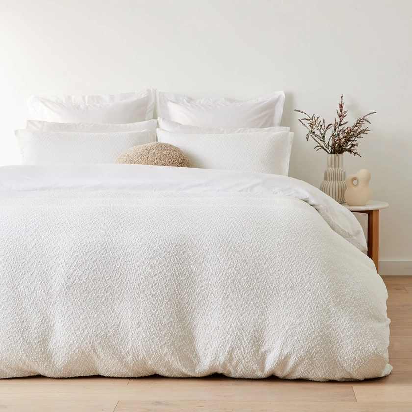 Boucle Quilt Cover Set - King Bed, White