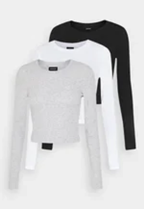 Even&Odd 3 PACK - T-shirt à manches longues - black/white/light grey/noir - ZALANDO.FR