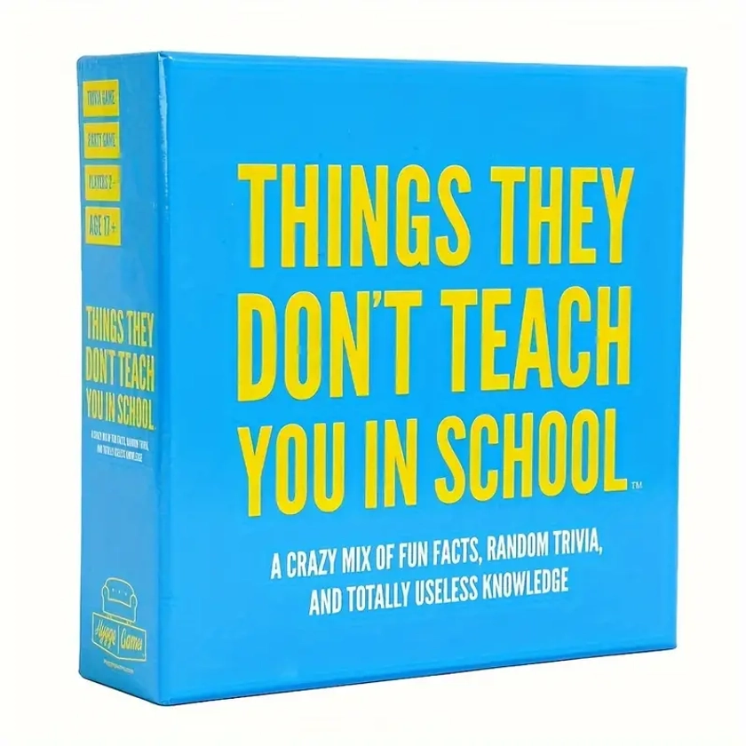 1pc, Things They Don't Teach You In School Party Trivia Card Game Board Game 400 Unexpected Questions Interactive Game Suitable For Friend Family Part
