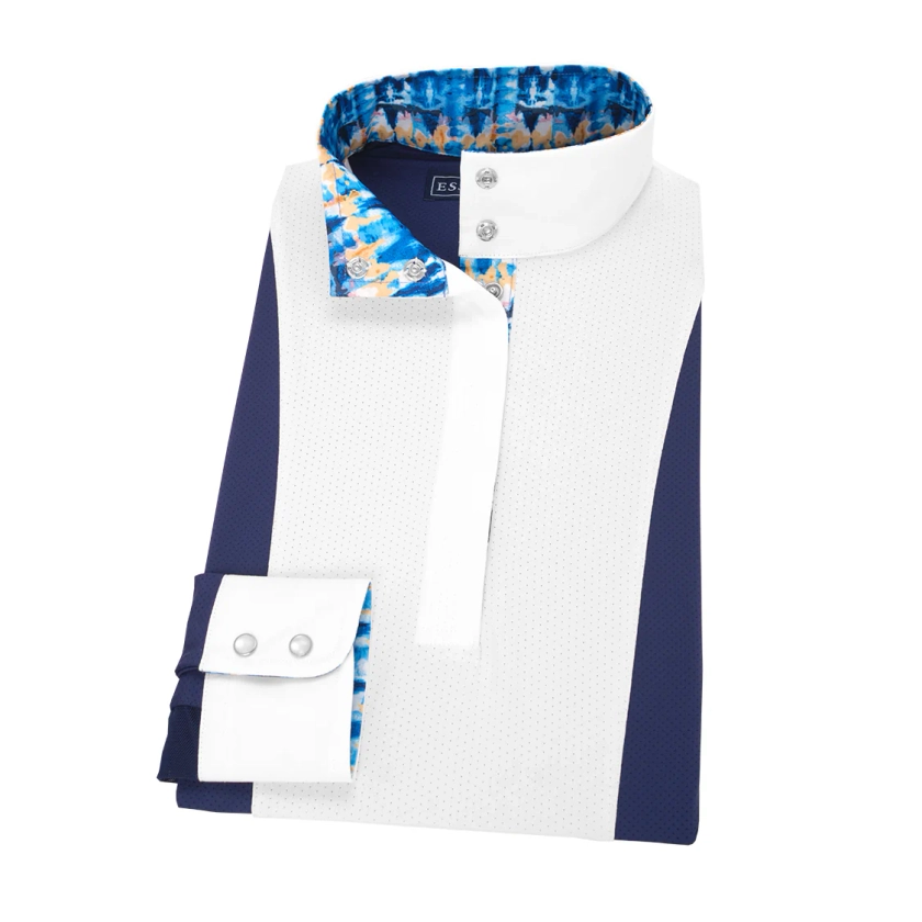 Essex Classics Ladies Tie Dye Navy Luna Performance Straight Collar Show Shirt