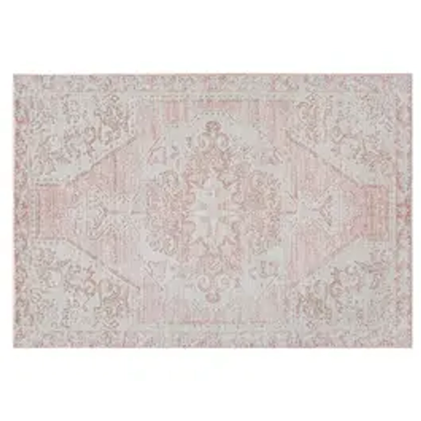 Tapis Jebil 160x230cm Motif Floral Blanc crème et Rose