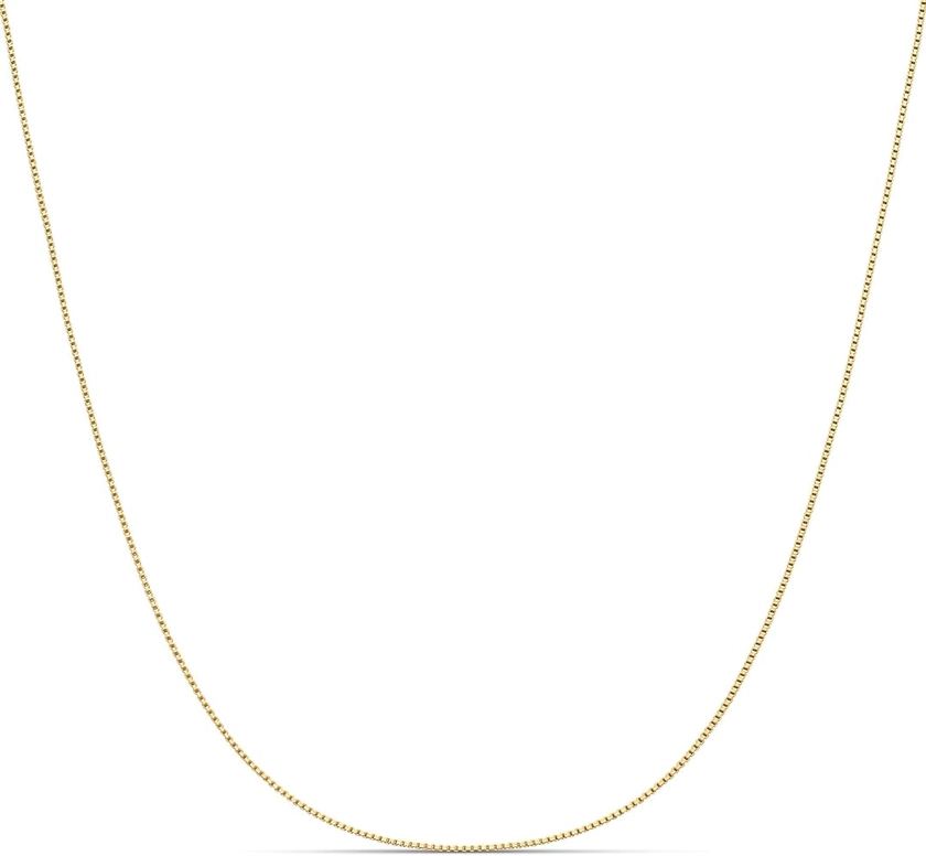 Amazon.com: Amazon Essentials 18K Gold Over Sterling Silver Thin 0.8mm Box Chain Necklace 30", Yellow Gold (previously Amazon Collection) : Clothing, Shoes & Jewelry