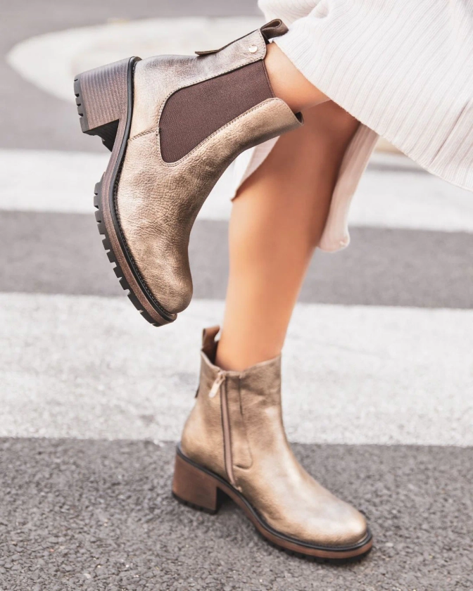 Bottines femme taupe à talon - Salma