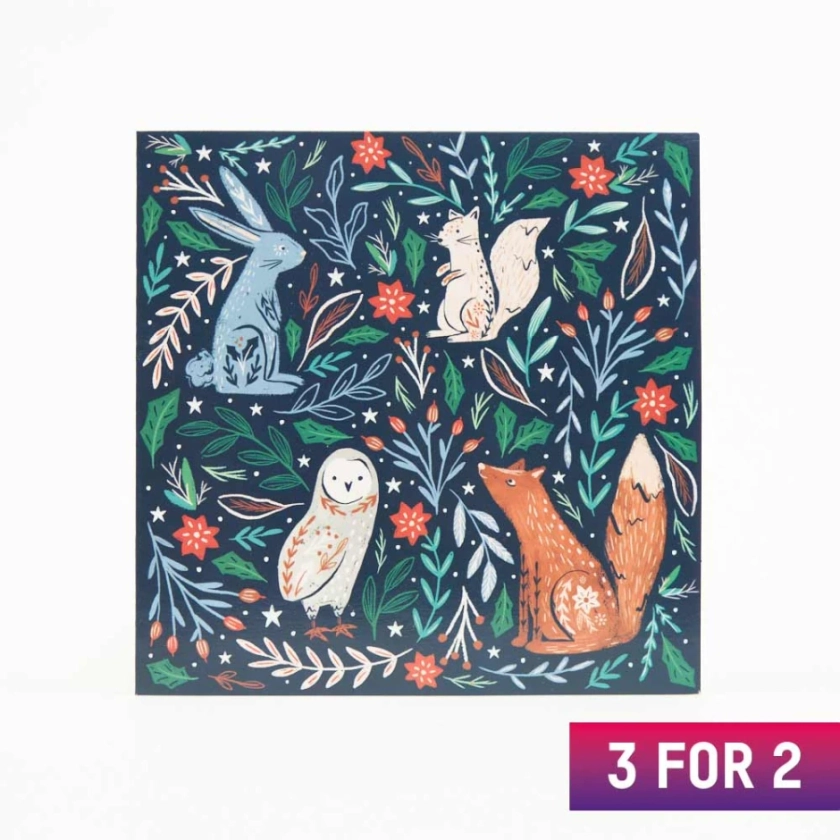 Folk Woodland Animals Christmas Card (8 Pack)