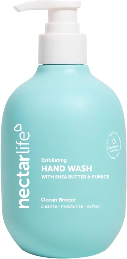 Nectar Life Hand Wash 14oz, Exfoliating and Moisturizing Hand Soap with Volcanic Pumice, Jojoba Oil & Shea Butter, Ocean Breeze Scent