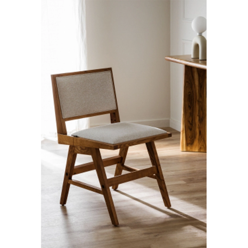 Chaise de salle à manger rembourrée en bois de frêne Lali