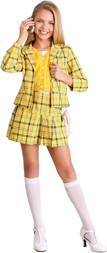 Kids Clueless Costume, Cher Character | Jacket, Skirt, Shirt with Attached Sweater | 90s Dress Up Outfit