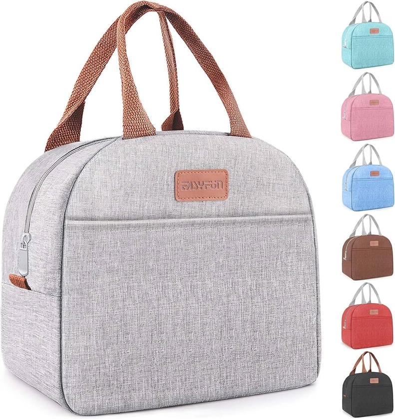 Amazon.com: Lunch Bag for Women & Men Adult Insulated Lunch Box, Small Leakproof Cooler Food Lunch Containers Reusable High Capacity Lunch Tote Bags for Work, Travel, Outdoor (Grey): Home & Kitchen