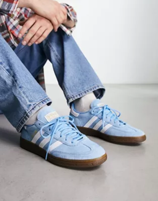 adidas Originals Handball Spezial gum sole trainers in light blue | ASOS