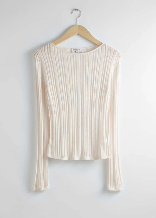 Sheer Rib-Knit Top - Cream - & Other Stories