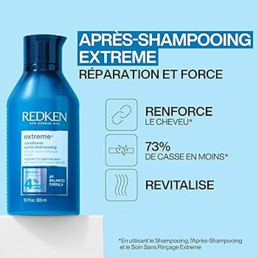 Redken | Après-Shampoing Fortifiant pour Cheveux Abimés, Riche en Protéines, Extreme