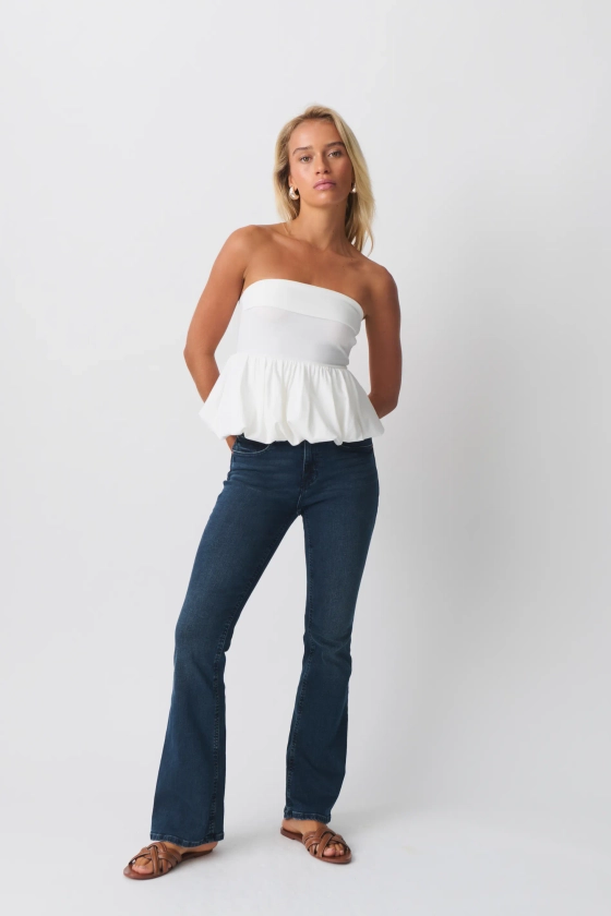 Balloon tube top - Wit - Dame - Gina Tricot
