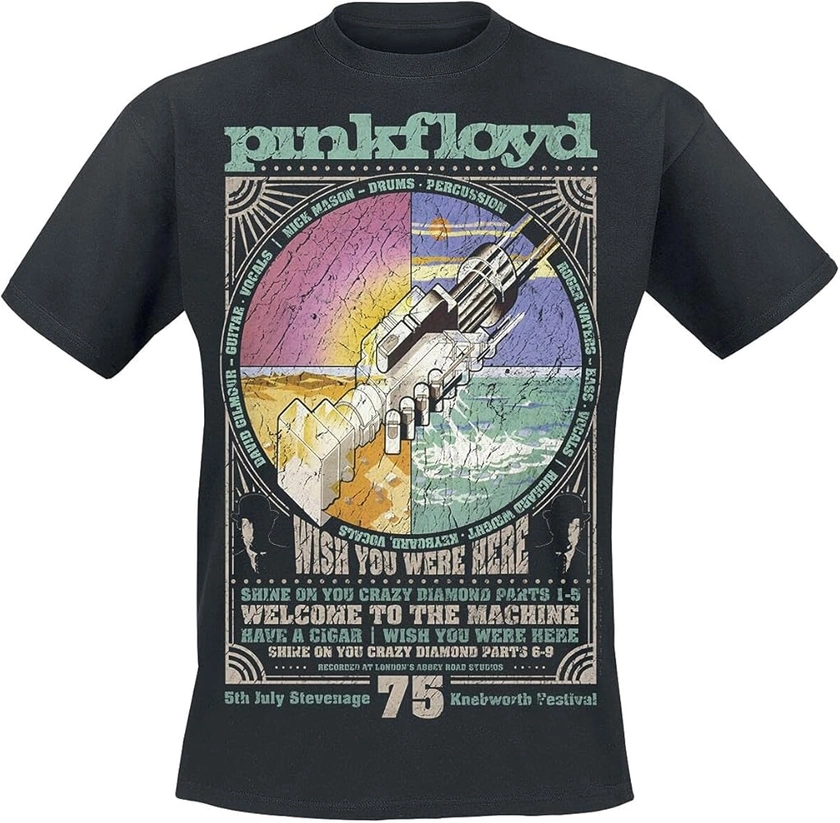 PINK FLOYD Wish Homme T-Shirt Manches Courtes Noir Regular/Coupe Standard