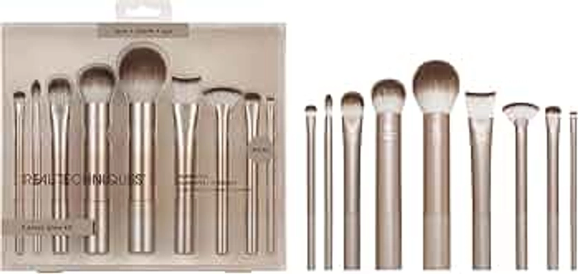 Real Techniques Au Naturale Makeup Brush 9 Piece Set, For Liquid, Cream, & Powder Eyeshadow, Foundation, Blush, Bronzer & Contour, Travel Friendly, Stocking Stuffer, Gift Set, Cruelty-Free