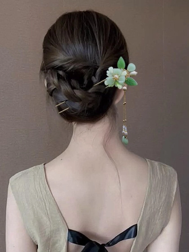 Faux Pearl & Flower Decor Hair Pin