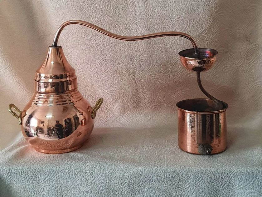 Mini Distiller, Pure Copper Alembic, Essential Oil Distiller, Hydrosol Still, Herbs Flowers Distillery 1 Lt / 0,25 Gallons, No.0 - Etsy