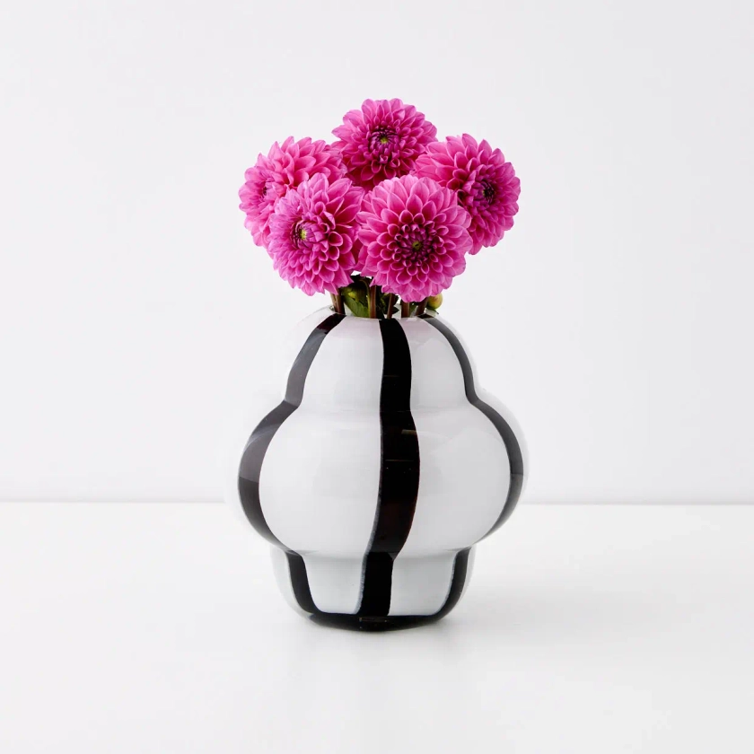 Ribboned Coloured Glass Vase White/Black | Home Decor - GIGI&TOM