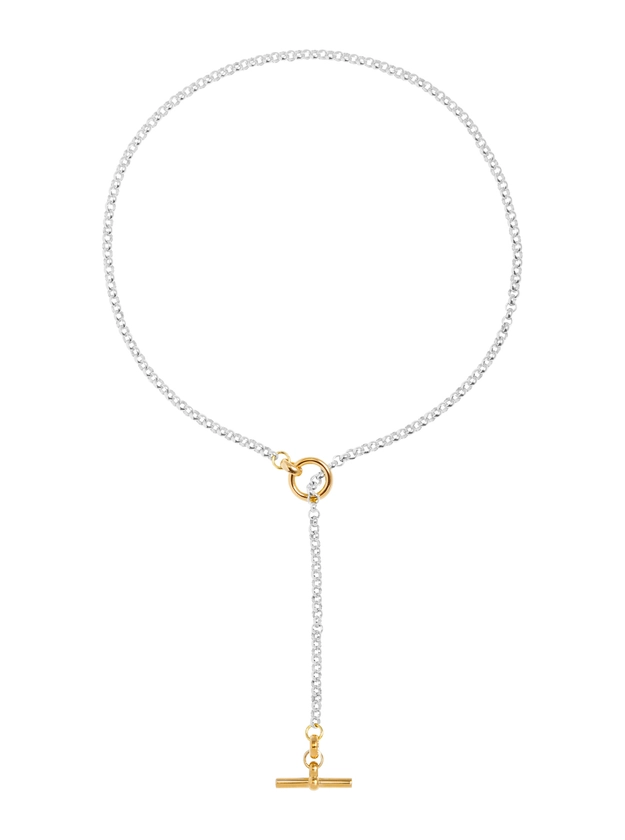 Short Silver and Gold Lariat Necklace - Tilly Sveaas Jewellery