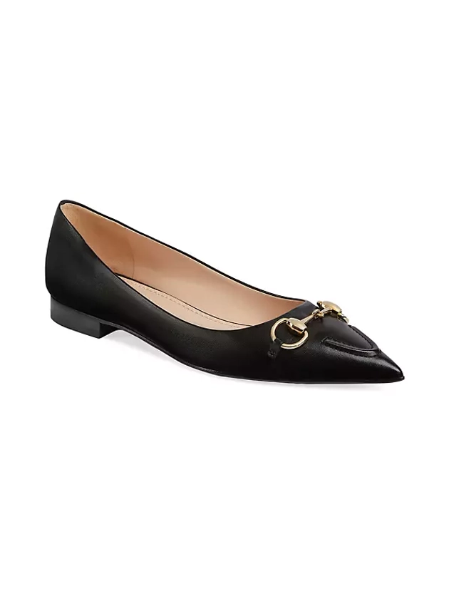 Shop Gucci Erin Leather Ballet Flats | Saks Fifth Avenue