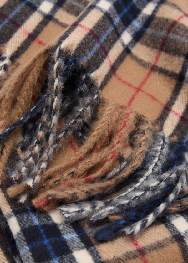 Check scarf with fringed ends