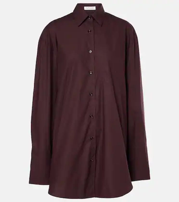 Helen oversized cotton poplin shirt in brown - The Frankie Shop | Mytheresa