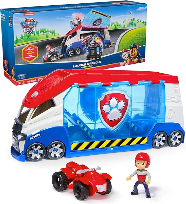 Paw Patrol, Transforming PAW Patroller with Vehicle Launchers, Lights & Sounds, Ryder Action Figure & ATV Toy Car, Kids Toys for Boys & Girls Ages 3+