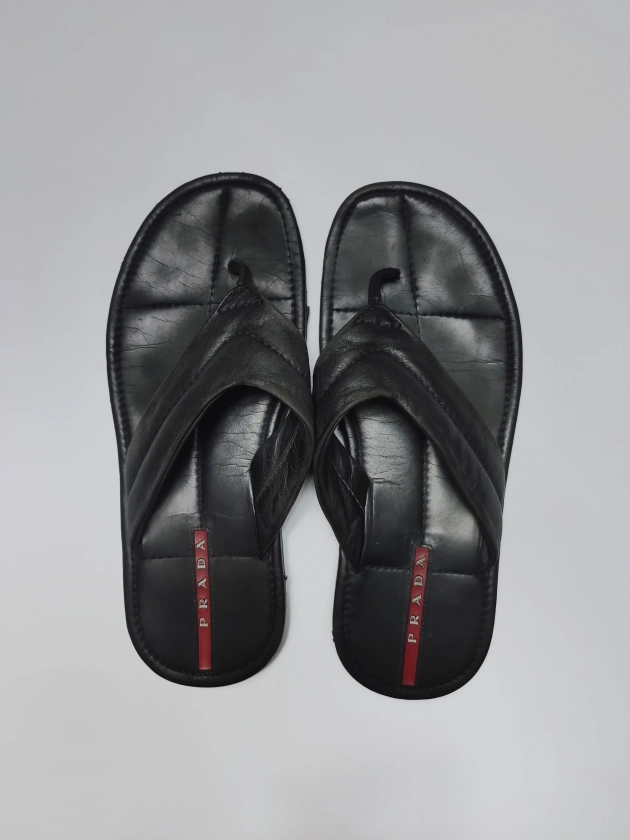 Vintage Prada Leather Vintage Flip-flops Slippers | Grailed