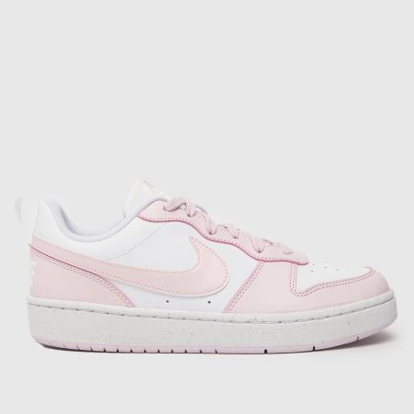 Nikewhite & pink court borough low recraft Girls Youth trainers